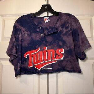 Vintage Minnesota Twins Single Stitch 1993 Tie-Dye Ultra Crop Graphic Shirt Top